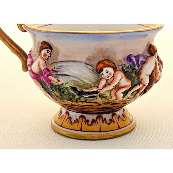 CUP & SAUCER-VON SCHIERHOLZ-CAPRI-3D Embossed-Cherubs-Unique Set-Gold Trim - Picture 6 of 16